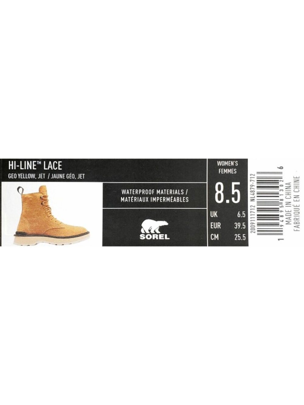 Sorel Women's Hi-Line Lace Up Waterproof Suede Combat Boots Geo Yellow Size 8.5 - Picture 5 of 5